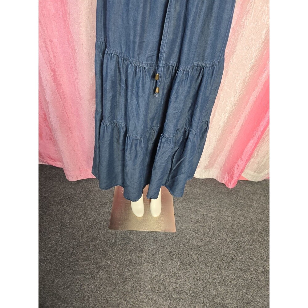 Frye and Co. Chambray Blue Denim Layered Western Boho Maxi Skirt Size Medium - Picture 4 of 12
